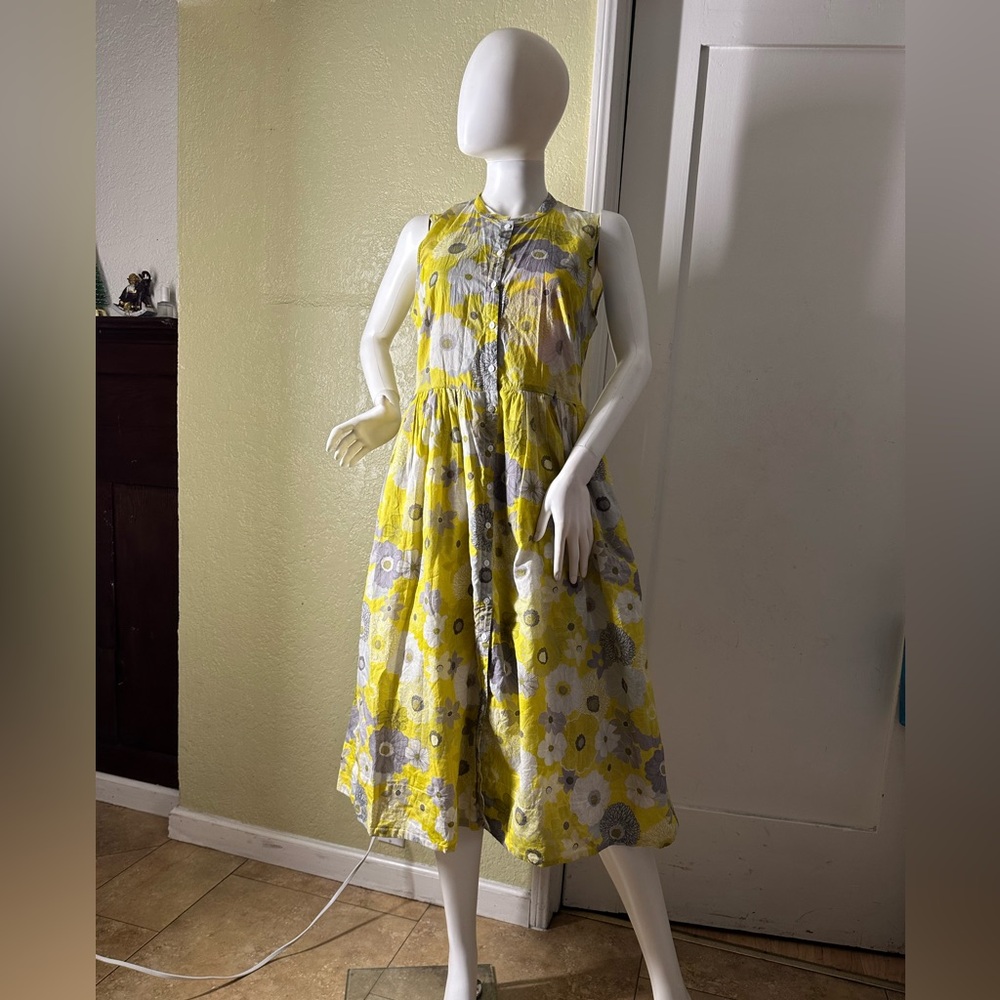 Anna thomas dress sleeves less floral yellow
